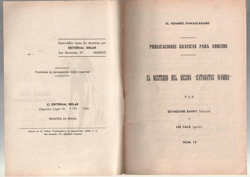 Dolar: Heroes modernos 2a epoca numero 13: El Hombre Enmascarado: El misterio del meson Cataratas Wamba