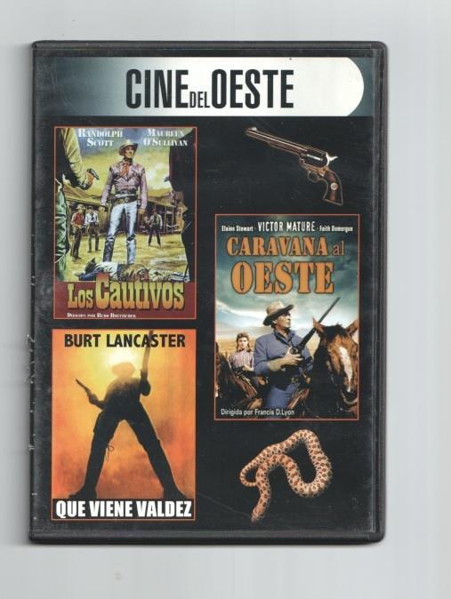 DVD pelicula: Coleccion Cine del Oeste. Contiene 3 peliculas: Los Cautivos, Que viene valdez, Caravana al oeste