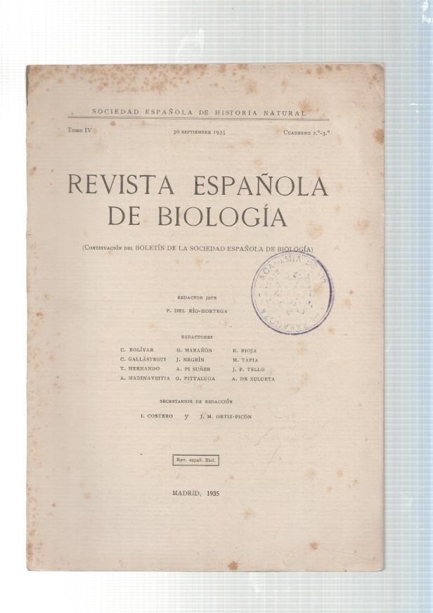 Revista Española de Biologia cuadernos 2 y 3, sept 1935, tomo IV