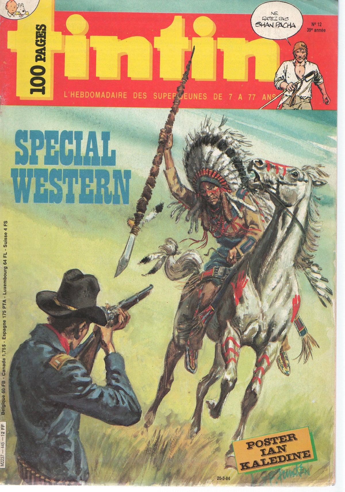 L,Hebdomadaire TINTIN, Numero 0012, 39 Anne, 20 Mars 1984: SPECIAL WESTERN