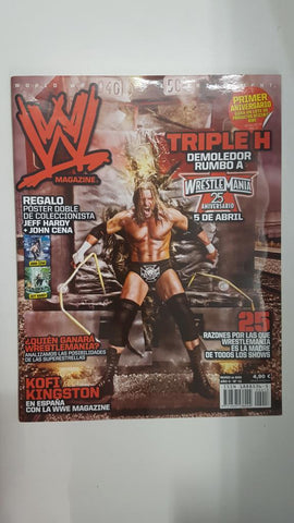 Revista lucha libre: WWE Magazine año II num 13, marzo 2009. Poster doble de coneccionista Jeff Hardy + John Cena