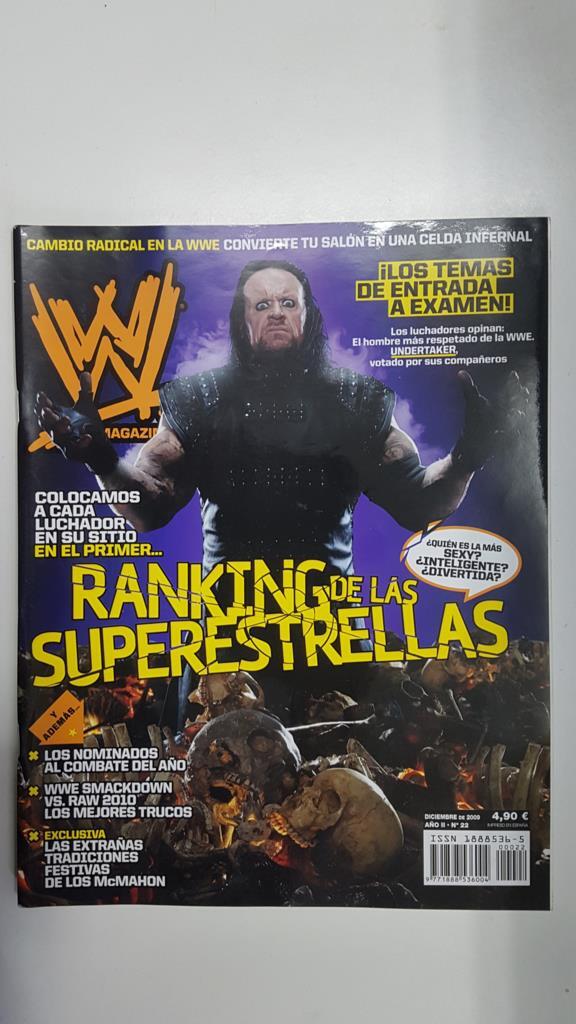 Revista lucha libre: WWE Magazine año III num 22, diciembre 2009. Las extrañas tradiciones festivas de ñllos McMahon. Poster Undertaker