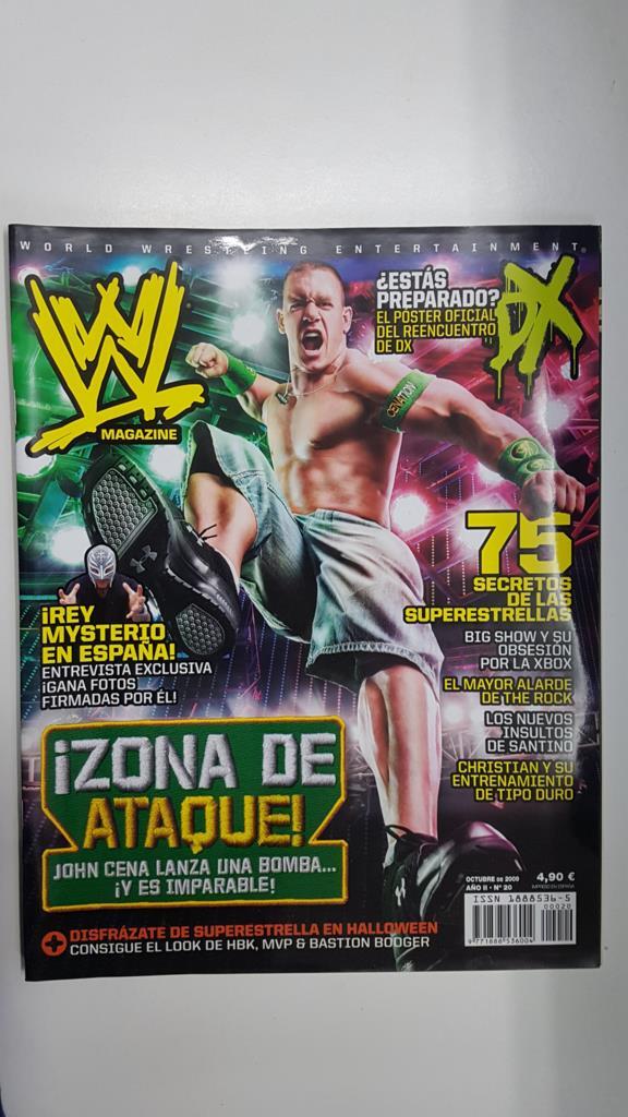 Revista lucha libre: WWE Magazine año II num 20, octubre 2009. Poster oficial del reencuentro de DX. rey Misterio entrevista en su visita a España