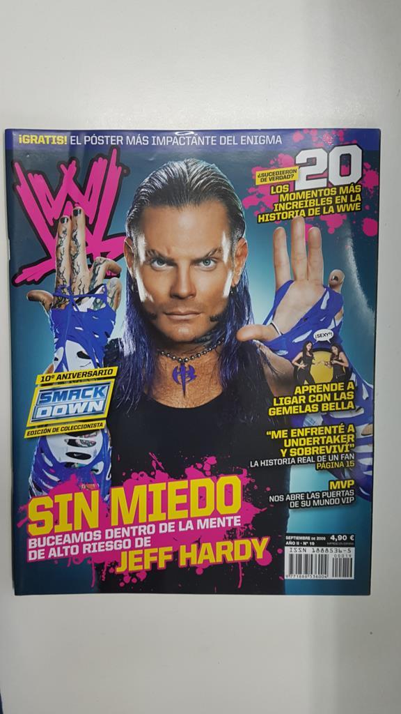 Revista lucha libre: WWE Magazine año II num 19, septiembre 2009. Los 20 momentos mas increibles en la historia de la WWE. Poster de Jeff Hardy