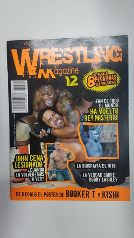Revista lucha libre: Wrestling Magazine año II nr 12. Regalo de pegatinas del wrestling, de regalo el poster de Booker T y Kish. La biografia de Vito