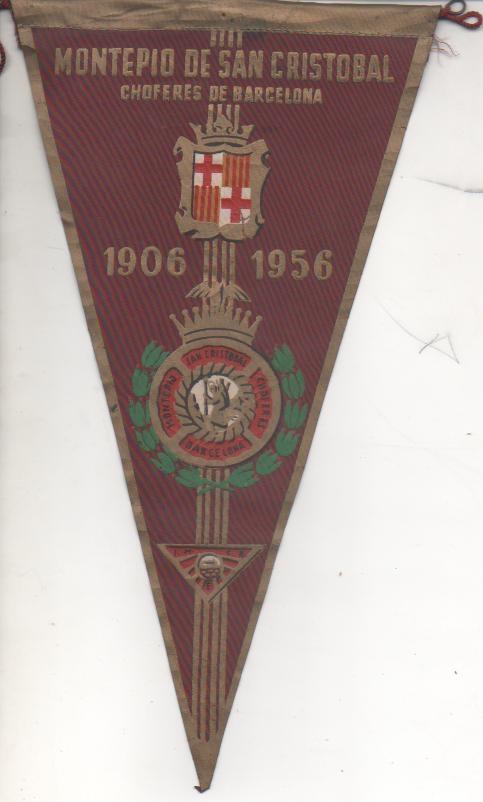 Banderin E00142: Banderin Montepio de San Cristobal, choferes de Barcelona 1906/1956