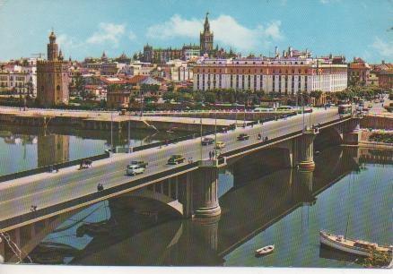 Postal E04067: Puente de San Telmo y vista parcial,Sevilla