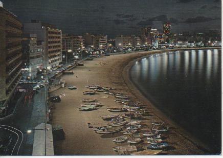Postal E04185: Vista nocturna Playa de las Canteras, Palma de Gran Canaria