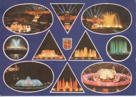 Postal E04112: Vistas de Las Fuentes de Monjuich, Barcelona