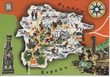 Postal E03903: Mapa Vallsd'Andorra