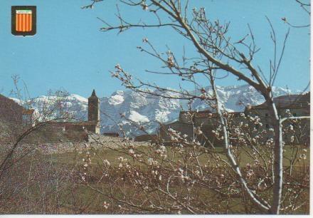 Postal E03935: Detalle y al fondo el Cadíl, Arsèguel, Lérida