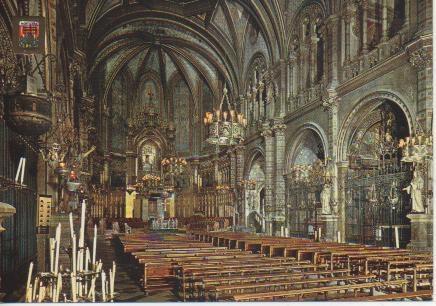 Postal E03869: Vista interior de la Basilica, Montserrat