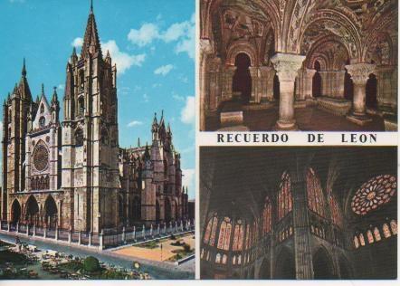 Postal E03808: Panteón de Reyes. Vidrieras-Caedral León
