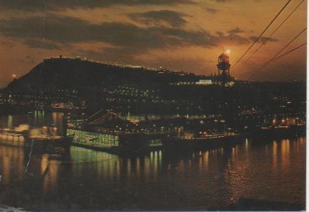 Postal E03852: Vista nocturna del Puerto, Barcelona
