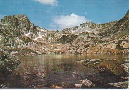 Postal E04772: Lago de Marcadau, Lago de Cambales al fondo cresta de Cristayets. Región de Marcadau, Pirineo Frances