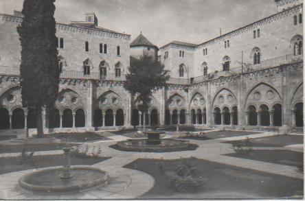 Postal E04295: Postal B/N Catedral. Jardín del Calustro, Tarragona
