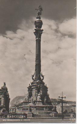 Postal E04287: Postal B/N Monumento a colon,Barcelona