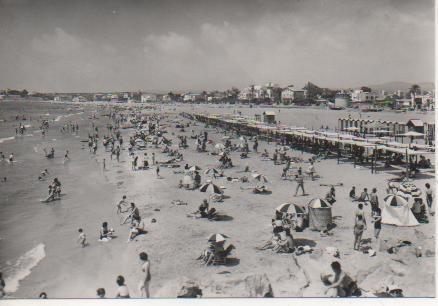Postal E04290: Postal B/N Vista general y la playa,Vilanova t Geltru
