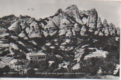 Postal E04286: Postal B/N Funicular de San Juan, Estacion Superior,Montserrat