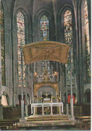 Postal E04455: Altar Principal  y Baldaquino. Roncesvalles, Navarra