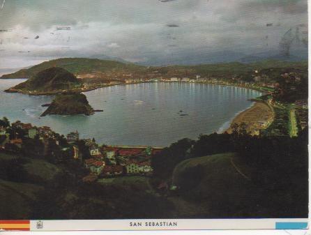 Postal E04493: Vista general desde Igueldo. Iluminada,San Sebastián