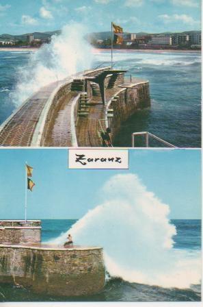 Postal E04485: Mar gruesa en el puerto, Zarauz