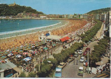 Postal E04385: aseo y playa de la Concha, San Sebastián