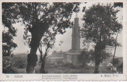 Postal E04370: Postl B/N Residencia Laboral. Vista Artistica, Gijón