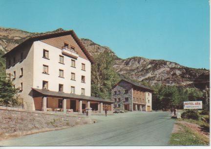 Postal E04381: Hotel Ara. Ayuntamiento y carretera Francia. Canfranc, Huesca