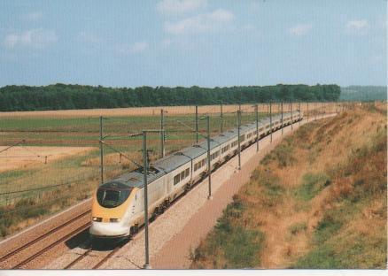 Postal E02905: Montagny-Sainte Felicité (Oise) Eurostar Nº 9010 sur la ligne à grande vitesse Nord