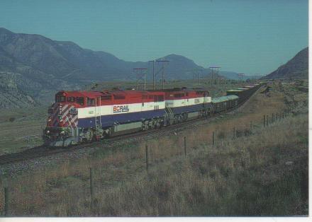 Postal E02932: British Columbia Railway Nos. 4623 and 46107, assisted by 4616 mid-train