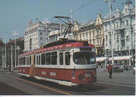 Postal E02874: Cit of Zagreb, Articulated tramcar 902 (ex Mannheim 352)
