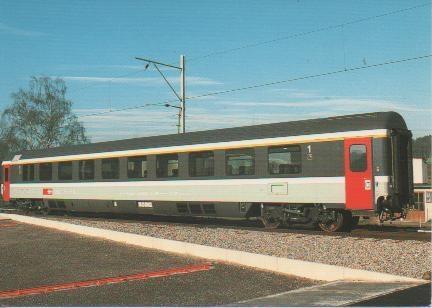 Postal E02828: Klimatisierter Reisezugwagen erster Klasse für Eurocity-Züge SWA/ABB 1989