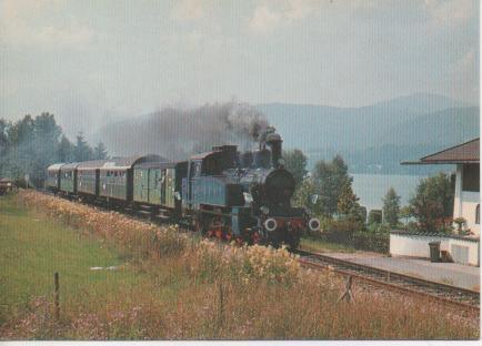 Postal E02824: Dampzug Tegernsee-Schaftlach, aufgenommen bei Gmud am Tegernsee, mit Lokomotive Nr 7 