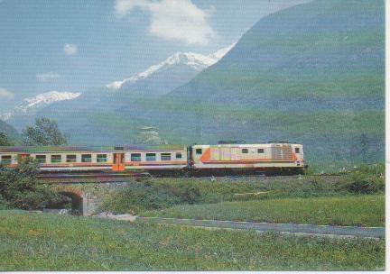 Postal E02810: Serie Ferrovie dello stato 4/1886-4/1986 I' centenario dell 'arrivo della Ferrovia ad Aosta