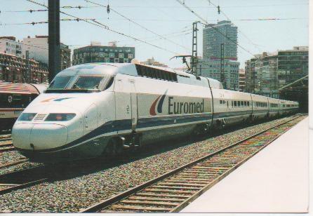Postal E02838: Tren alta Velocidad, rama Euroned, linea Barcelonaa Alicante, Estación de Alicante