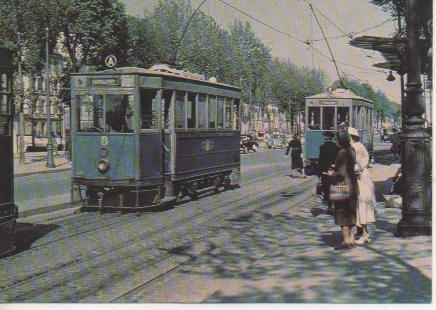 Postal E02804: Chemins der fer Regionaux et Urbains, Tramways de Versailles, motrice Nº 8. avenue de Saint-Clud 1950