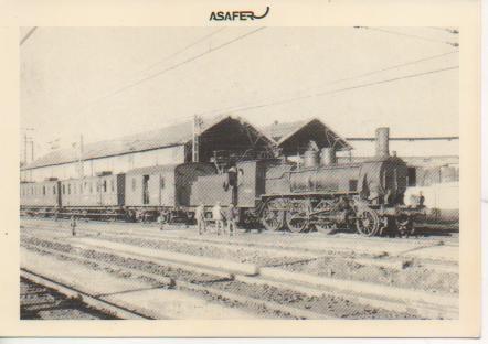 Postal E03046: Locomotora serie 130/2034/2045. con tren de pasajeros. Estación de Córdoba- Octubre 1958