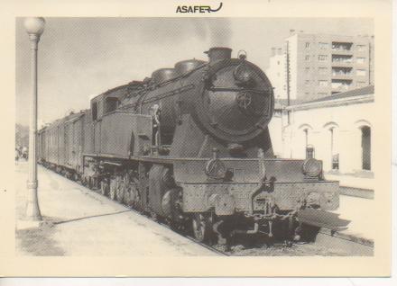 Postal E03045: Locomotora 242 T-0236 con tren correo Poprtbou Barcelona,Estacion de Girona 20 marzo 1960