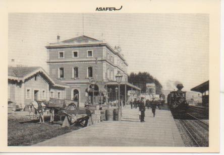 Postal E03053: Locomotora MZA-30 en la estación de Badalona en la línea de Barcelona a Mataró 4 Enero 1911