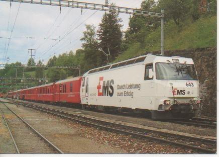 Postal E02956: Elektr-Schmalspurlokomotive Ge 4/4''' Nr 643 "Vals"