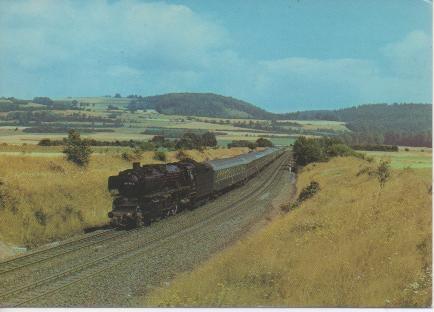 Postal E03011: DB, schellzug-dampflokomotive vor E658 