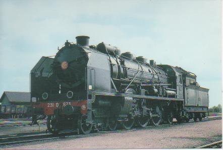 Postal E03007:  Locomotive 231 D673 au dépôt vapeur de Nantes Blottereau 