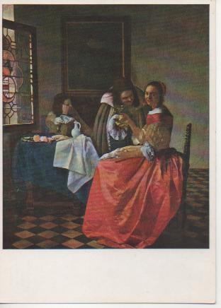 Postal E02608: Mädchen mit Wenglas, Jan Vermeer van Delft