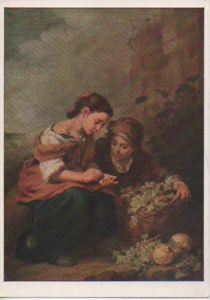 Postal E02593: Die Kleine Obsthändlerin, B.E. Murillo, Alte Pinakothek, München
