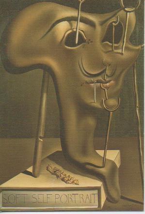 Postal E02600: Autorretrato blando con bacon asado 1941, Salvador Dalí