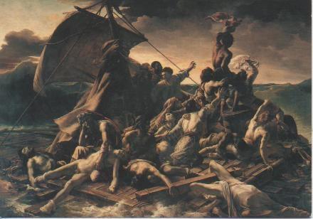 Postal E02548: Le Radeau de la Méduse "Détail", Théodore Géricault