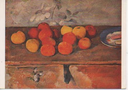 Postal E02544: Stilleben mit Äpfen und Zwieback, Paul Cezanne, Salles de l'Orangerie, Paris