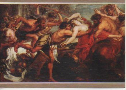 Postal E02533: El Rapto de Hipodamia o Lapitas y Centauros, Rubens, Museo del Prado