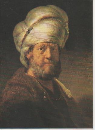 Postal E02582: Een oosterling, Rembrandt Harmensz van Rijn, Rijkmuseum Amsterdam